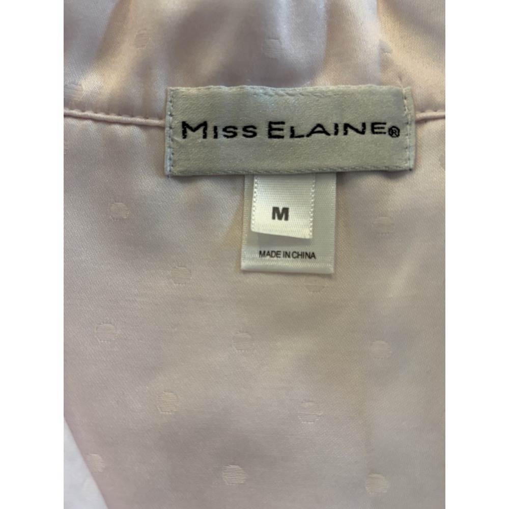 Miss Elaine Pink Nightshirt  Sz Medium Brushed Back Satin Polka Dot Nightgown - Picture 2 of 12